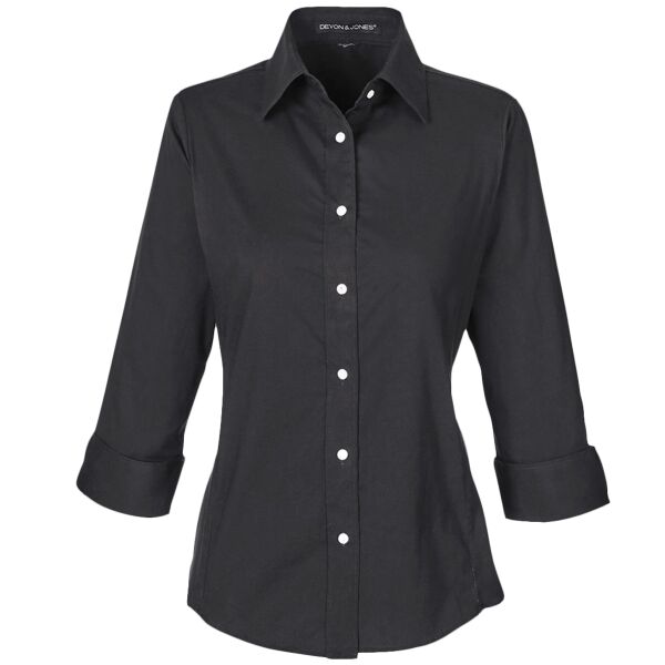 Women's Perfect Fit™ Three-Quarter Sleeve Stretch Poplin Dress Shirt Thumbnail