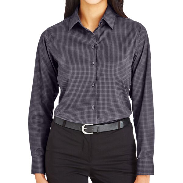 Women's CrownLux Performance® Tonal Mini Check Woven Dress Shirt Thumbnail